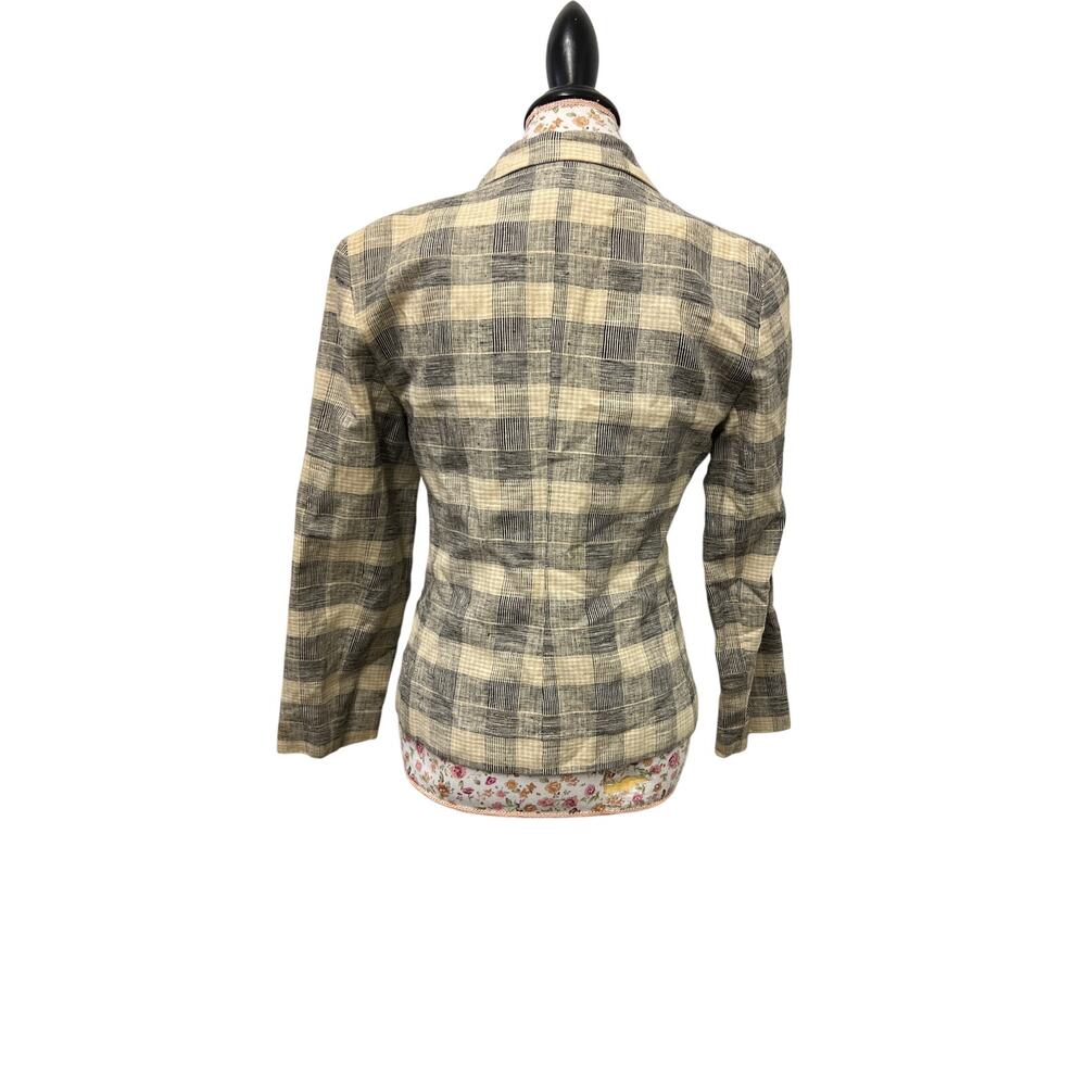 🧥 Petite Sophisticate Plaid Blazer Vintage 90s Preppy Tailored Jacket - Picture 3 of 4
